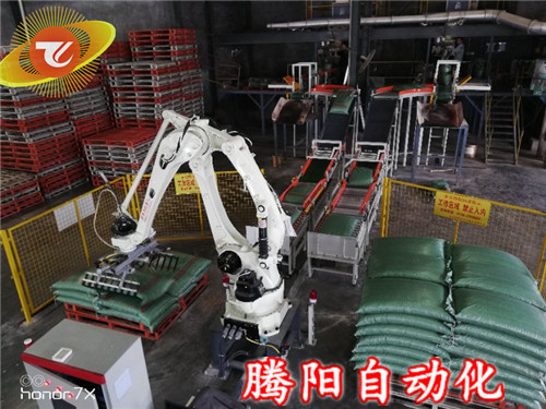 騰陽高速全自動(dòng)碼垛機(jī)滿足飼料客戶的需求